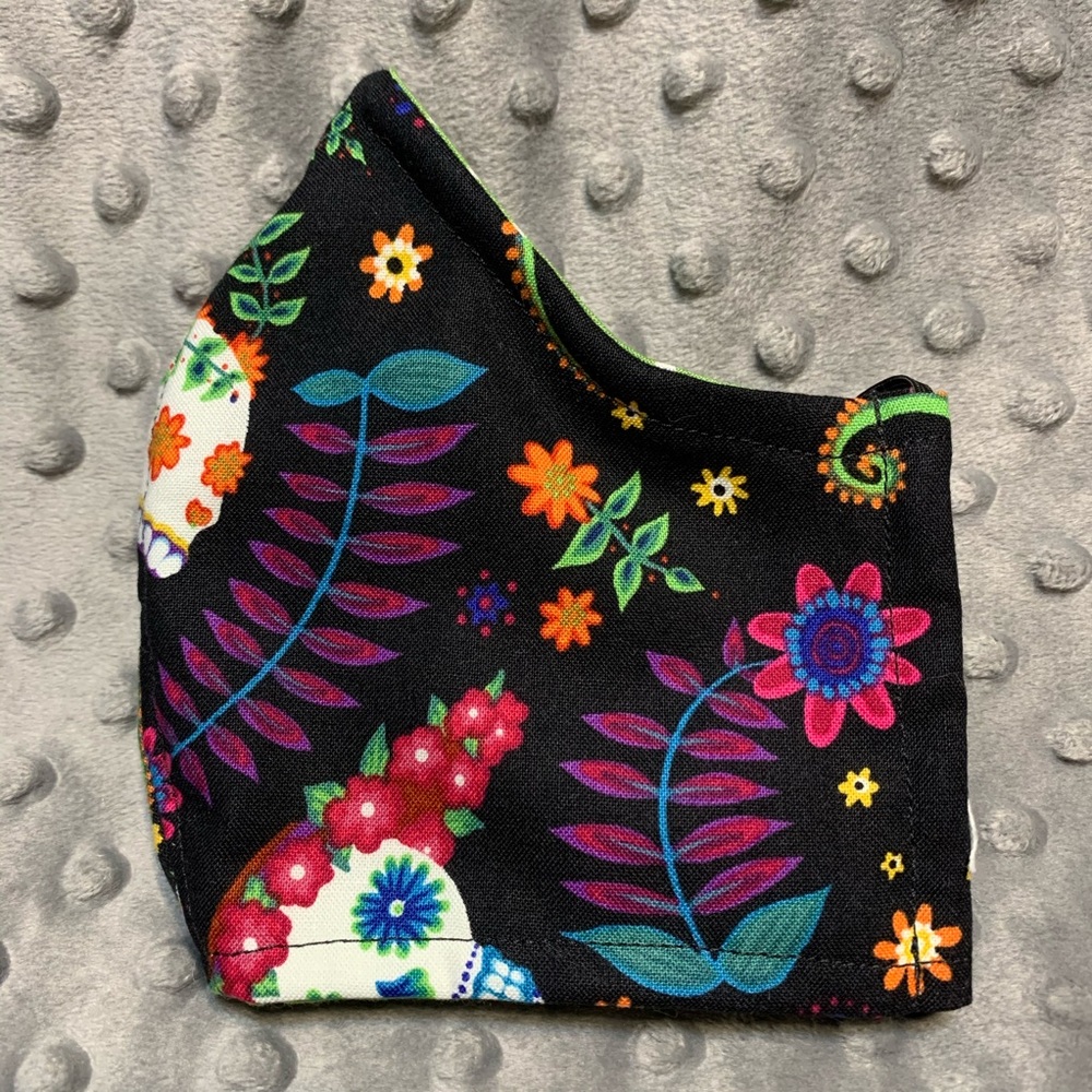 Women’s or Teen fabric face mask Sugar Skull multi